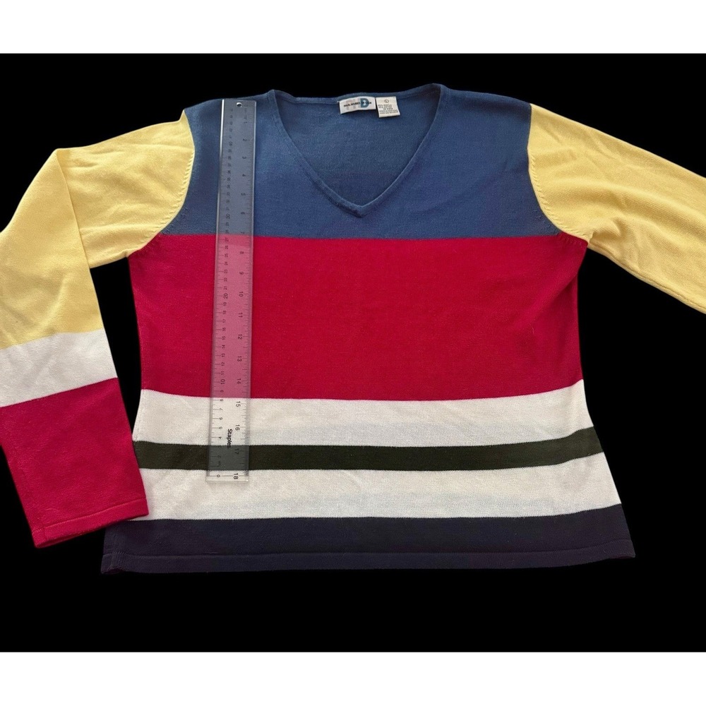 Paul Harris Design Womens Vintage Colorblock Striped V-Neck Sweater Large L - Picture 4 of 6